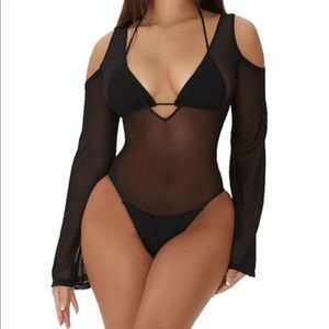 🔥2pc/ Black Monokini swimsuit/w bikini top🔥